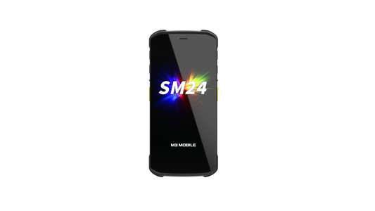 M3 Mobile SM24 X rugged Android full-touch mobile computer, 6" display, 2D imager, 4G LTE, black (SM244E-W2CHSS-HF) – front view