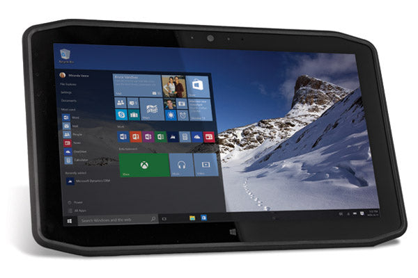 Zebra R12 rugged tablet, Windows 10 Pro, 2D imager (SlateMate), Wi-Fi only (RSR12-RH5J8H8G5A1A2B) – angled front view