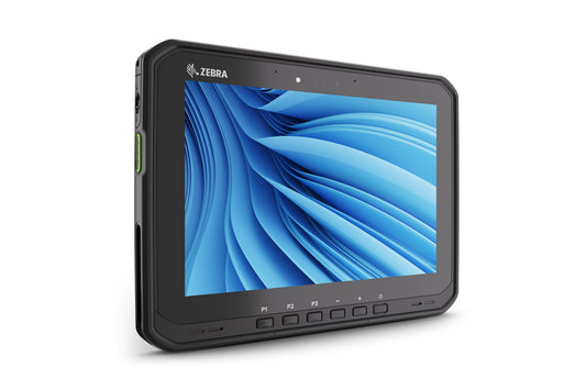 Zebra ET60 rugged tablet, Windows 11 IoT Enterprise LTSC, Wi-Fi only (ET60WW-0S5BLS00A0-00) – angled front view