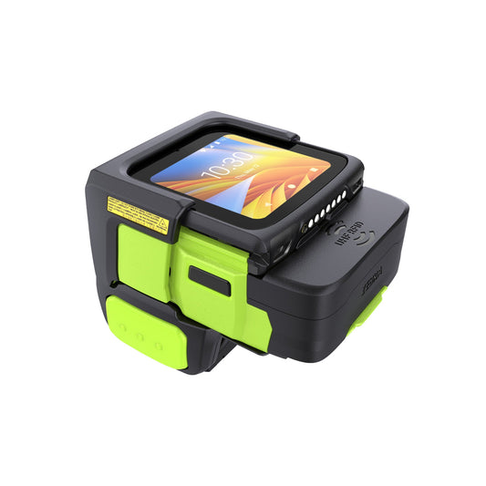 Zebra WS501-R wearable computer, back-of-hand mount, integrated UHF RFID reader (WS5012-0D3M1030EEA) – angled view
